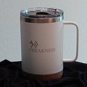 Preakness White Stainless Steel Mug with Lid & Cork Bottom
